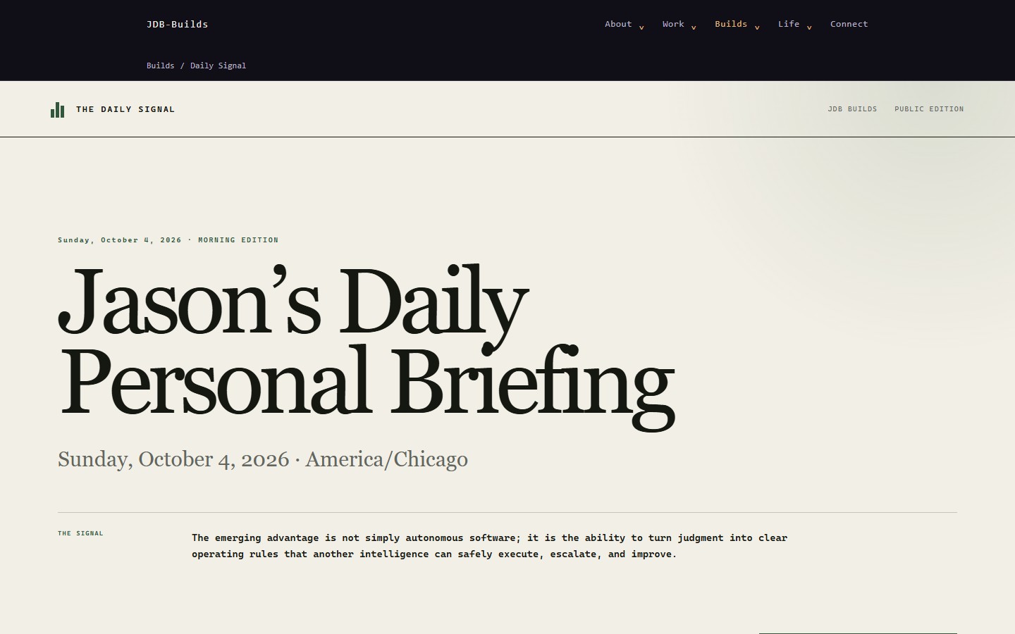 The public Daily Signal briefing and its introduction.